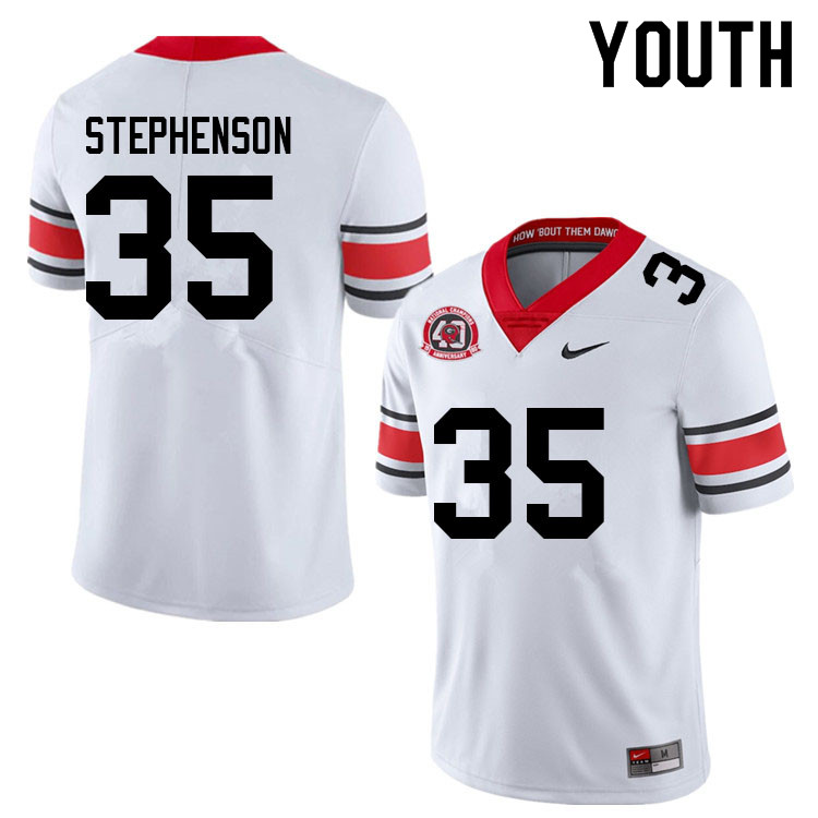 Georgia Bulldogs Youth Lorenzo Stephenson #35 White 1980 National Champions 40th Anniversary Stitched College UGA Football Jersey 23QH015LF